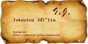 Ivkovics Júlia névjegykártya